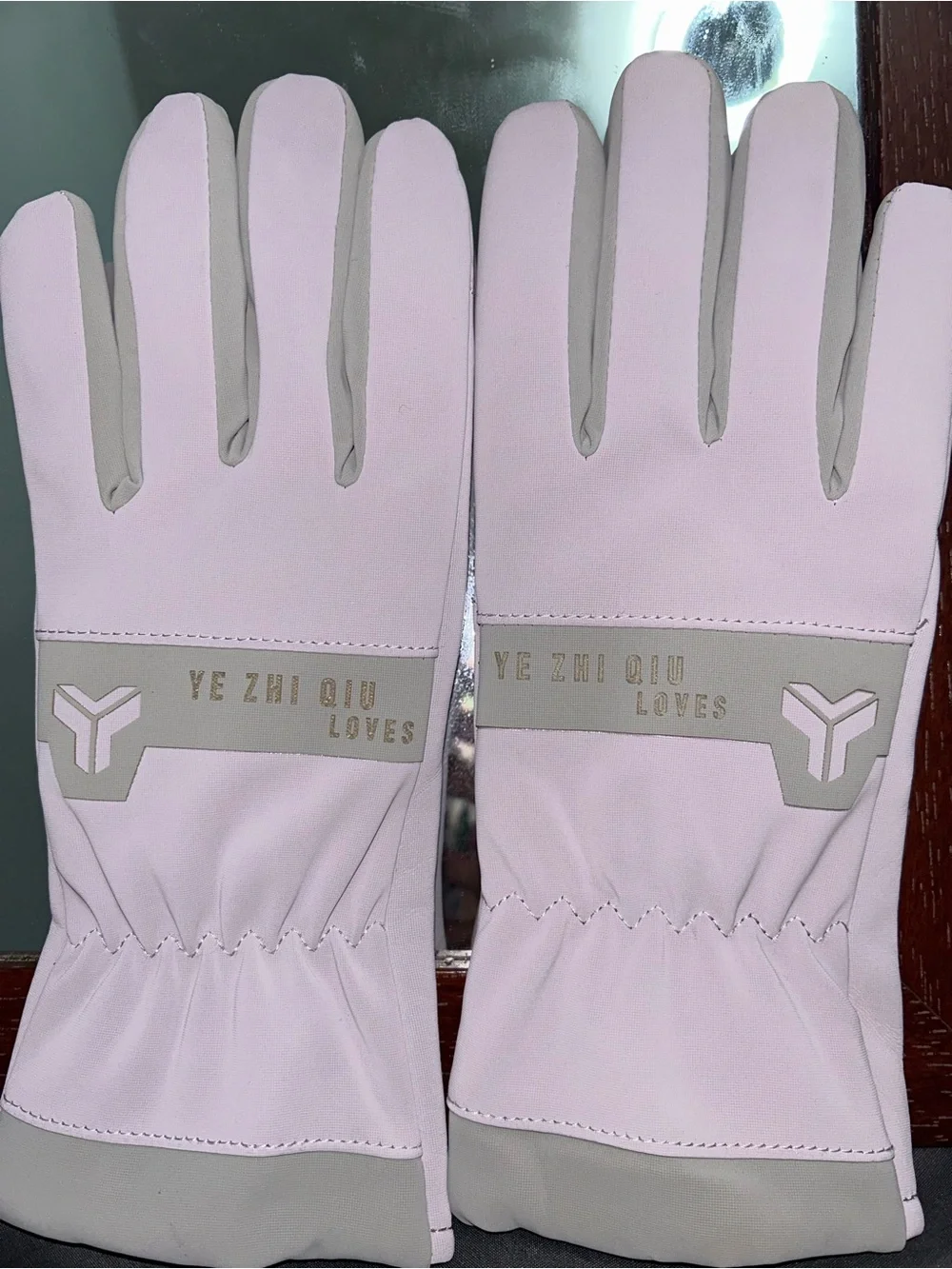 Lavender and Gray Touchscreen Gloves